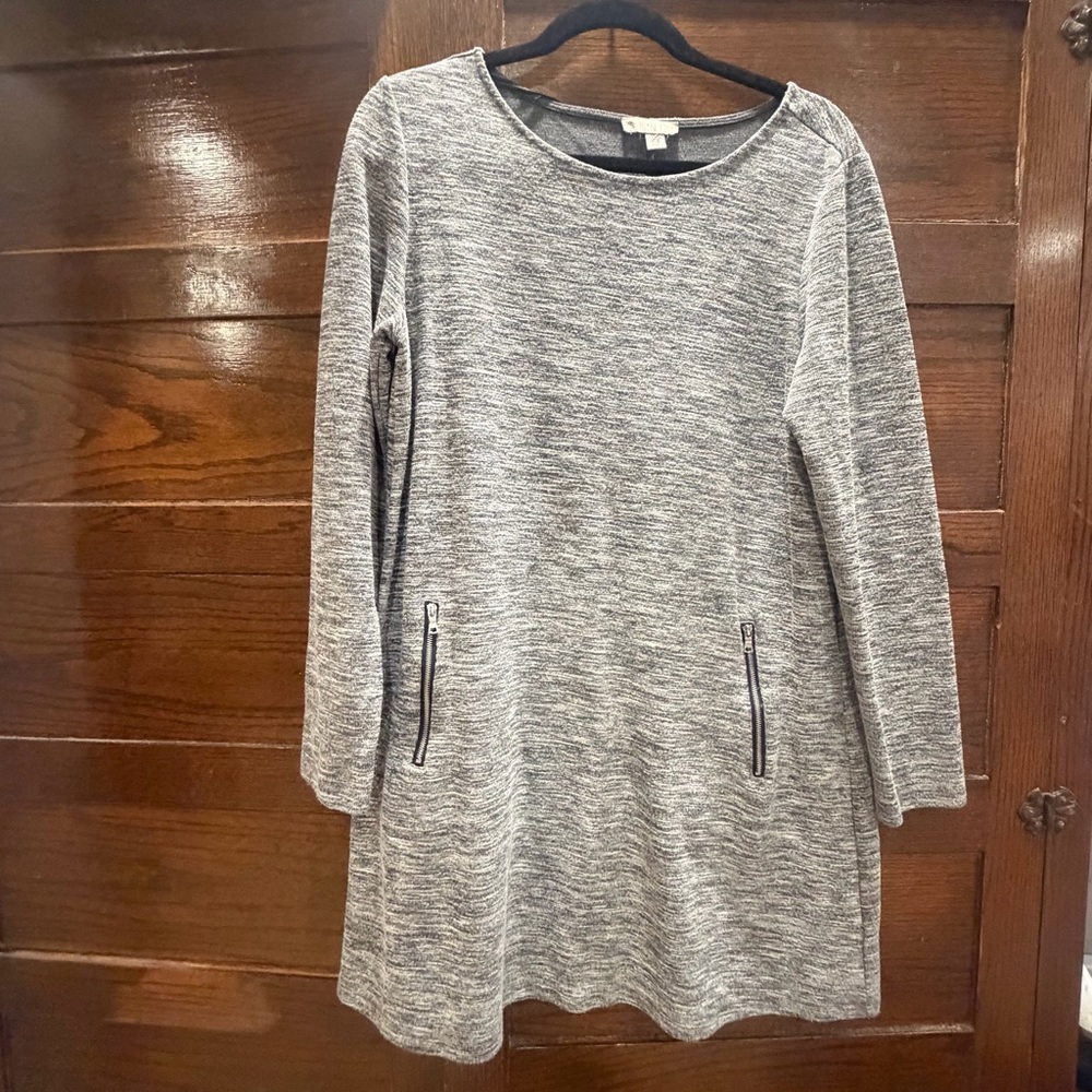 Eliane Rose medium heather grey Long Sleeve Dress Zipper A-line shift loose fit